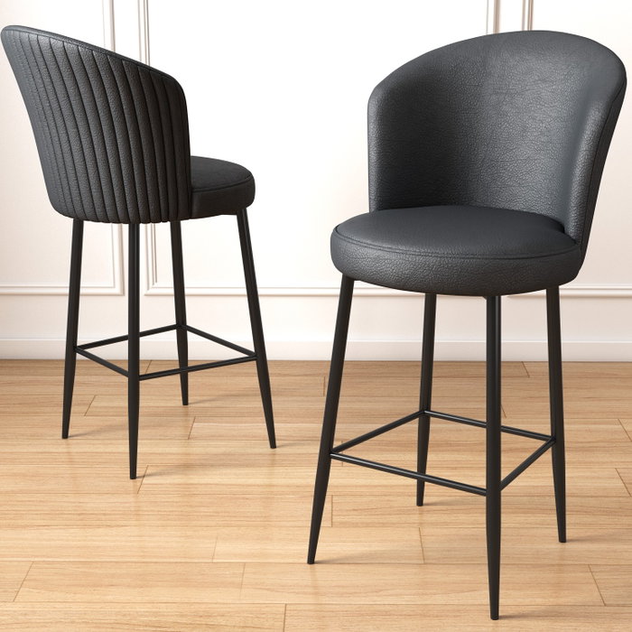 Hanah Home Uras Juego de 2 Taburetes de Bar Antracita y Negro Hanah Home Uras Juego de 2 Taburetes de Bar Antracita y Negro